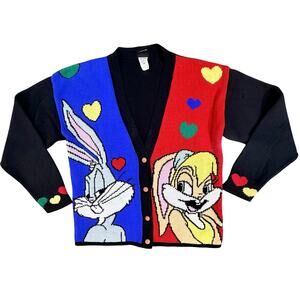 VTG 1996 Space Jam Cardigan Youth XL Fits Adult XS Bugs Lola Bunny Warner Bros